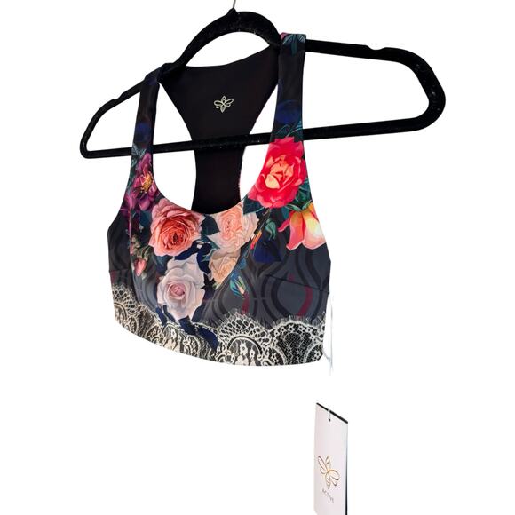 Johnny Was Bee Active Reversible Sports Bra Boho Chic XS NWT Floral - Picture 3 of 6